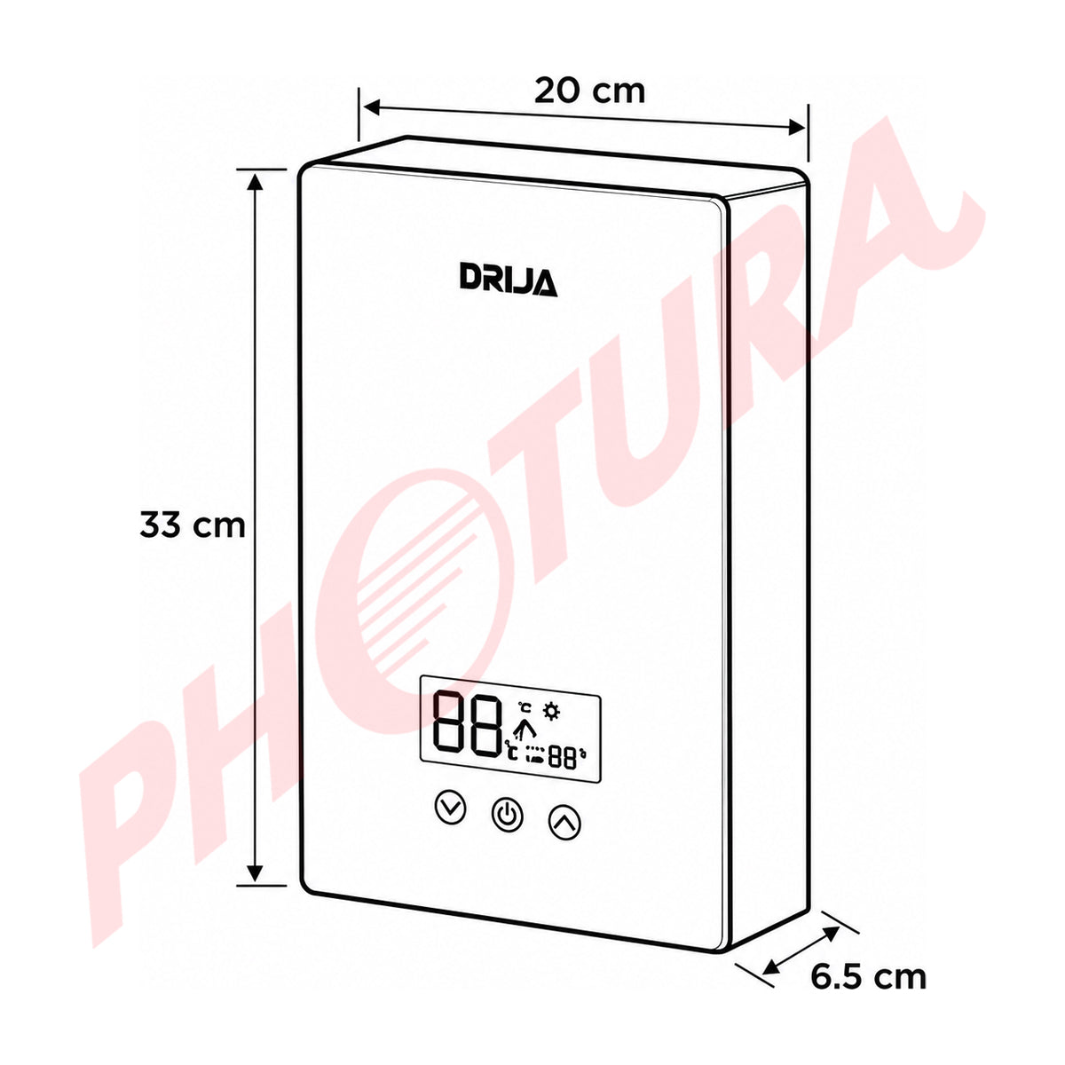 DRIJA Calentador de Agua Eléctrico | 7KW | 10.5L | Control Remoto | Negro