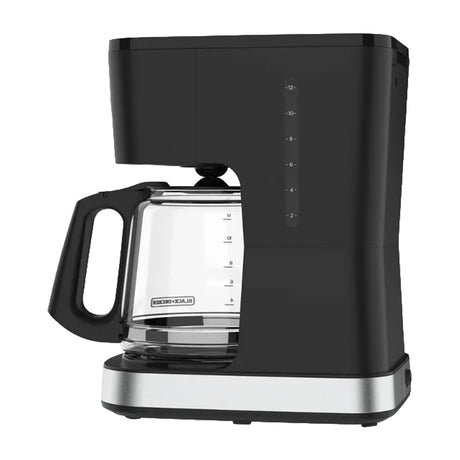 Black & Decker Cafetera de 12 Tazas | Tecnología Vortex | Multiprogramable | Sneak A Cup | Negro Plateado