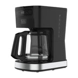 Black & Decker Cafetera de 12 Tazas | Tecnología Vortex | Multiprogramable | Sneak A Cup | Negro Plateado