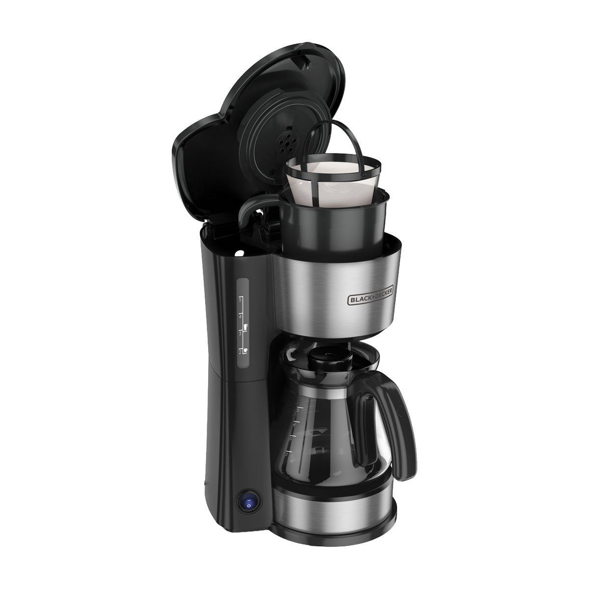 Black & Decker Cafetera Dispensadora 4-en-1 de 5 Tazas | Filtro Lavable Permanente | Canasta Removible | Negro