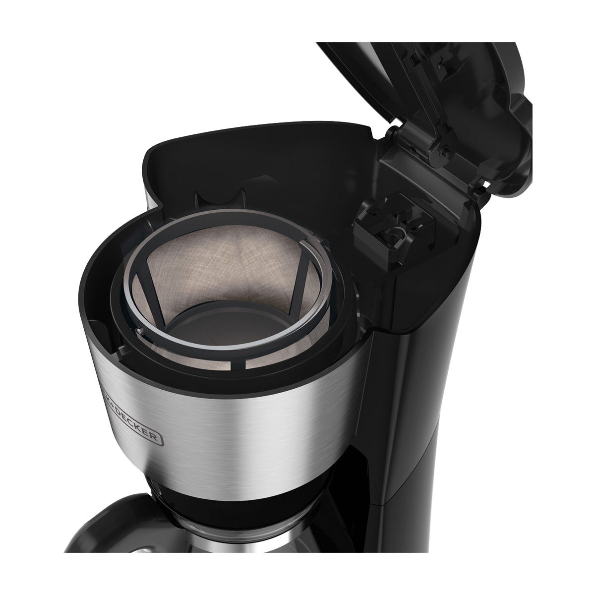 Black & Decker Cafetera Dispensadora 4-en-1 de 5 Tazas | Filtro Lavable Permanente | Canasta Removible | Negro