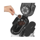 Sankey Cafetera / Molino de Café | 10 Tazas | Filtro Permanente Lavable | Apagado Automático | Plateado Negro