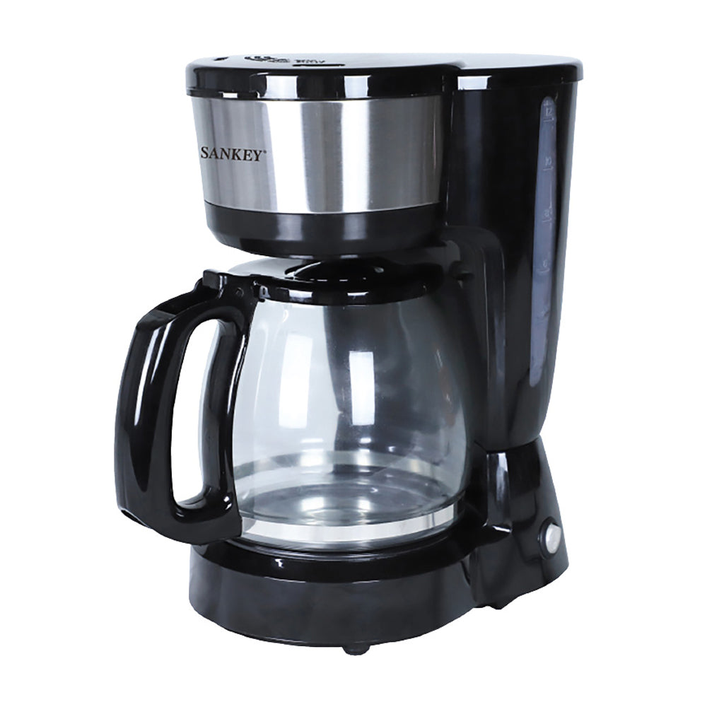 Sankey Cafetera de 12 Tazas | Filtro Permanente Lavable | Interruptor Iluminado | Negro