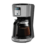 Black & Decker Cafetera de 12 Tazas | Tecnología Vortex | Multiprogramable | Smart Clean | Negro Plateado