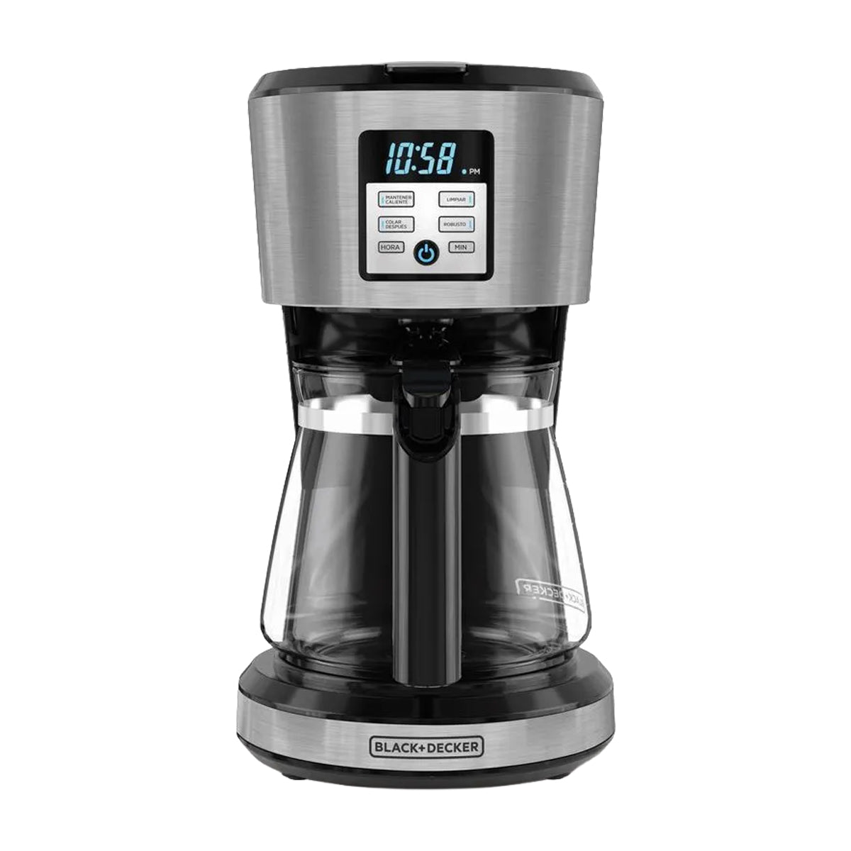 Black & Decker Cafetera de 12 Tazas | Tecnología Vortex | Multiprogramable | Smart Clean | Negro Plateado