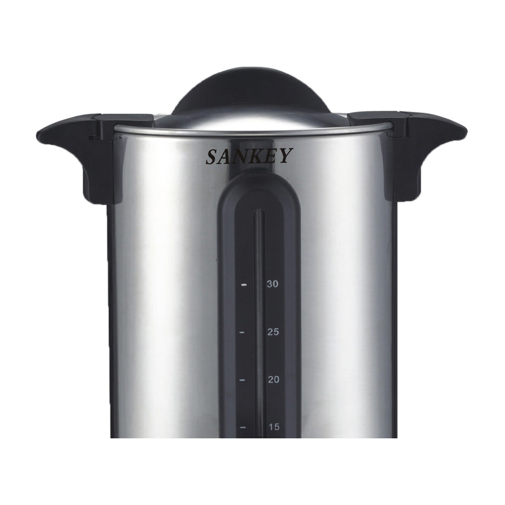 Sankey Cafetera Percoladora de 30 Tazas | Indicador de Temperatura | Acero Inoxidable | Plateado