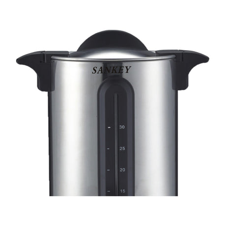 Sankey Cafetera Percoladora de 30 Tazas | Indicador de Temperatura | Acero Inoxidable | Plateado