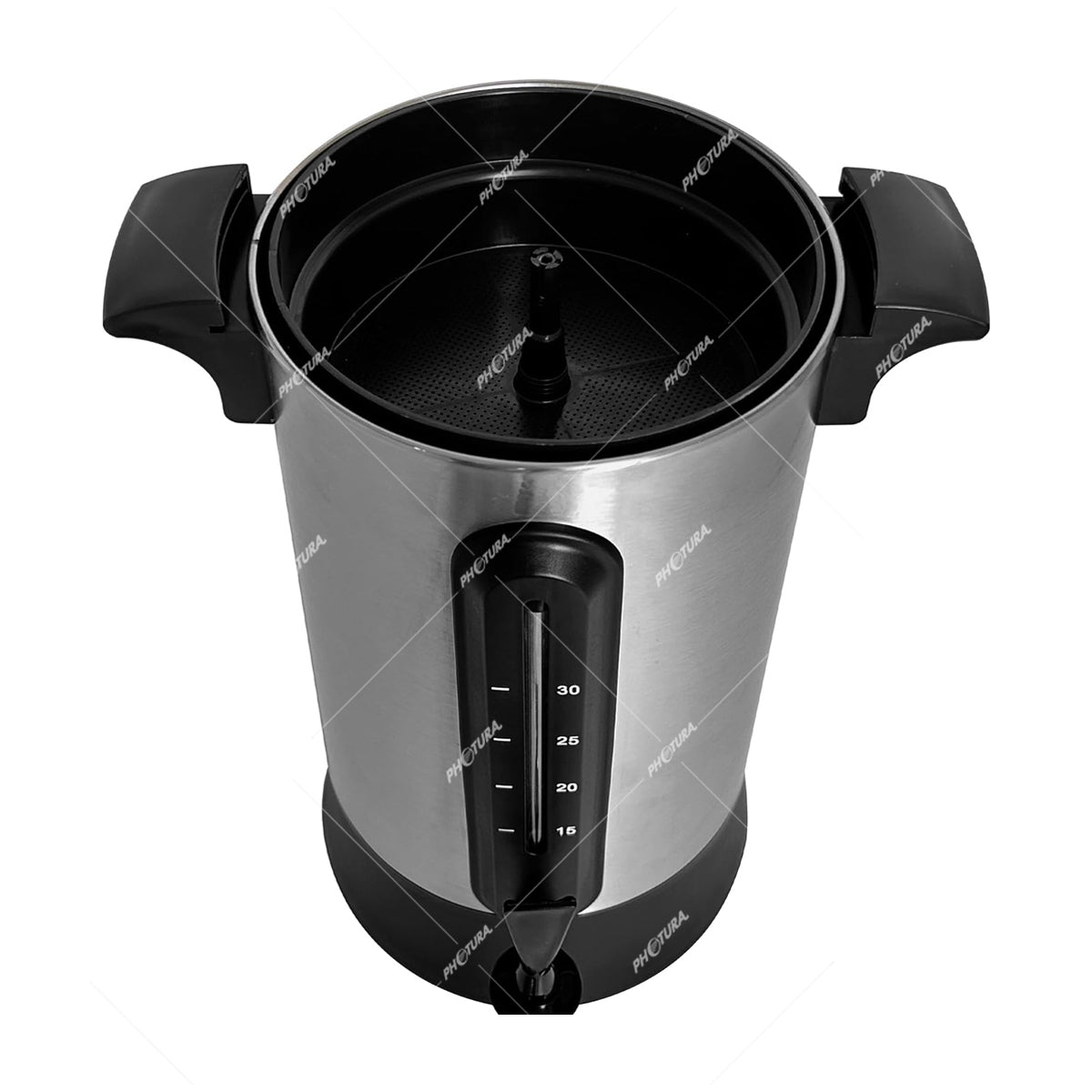 Sankey Cafetera Percoladora de 30 Tazas | Indicador de Temperatura | Acero Inoxidable | Plateado