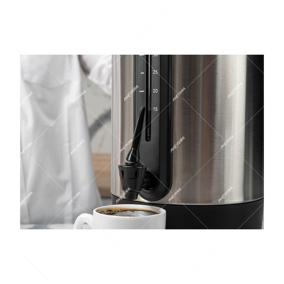 Sankey Cafetera Percoladora de 30 Tazas | Indicador de Temperatura | Acero Inoxidable | Plateado