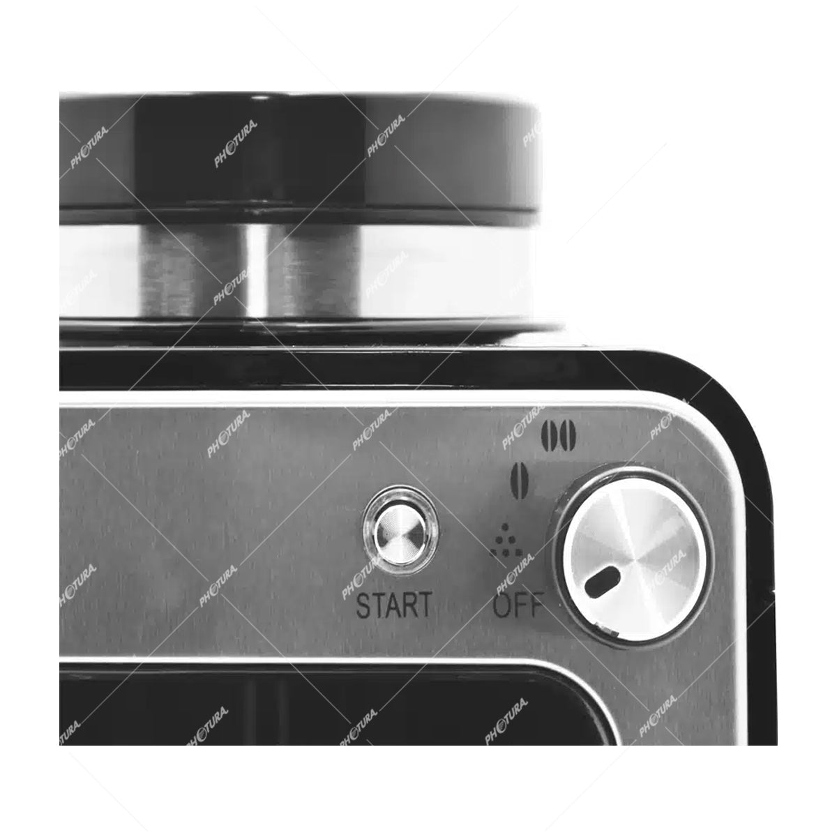 Sankey Cafetera / Molino de Café | 4 Tazas | Plateado Negro