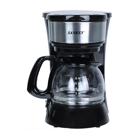 Sankey Cafetera de 6 Tazas | Filtro Permanente Lavable | Interruptor Iluminado | Negro