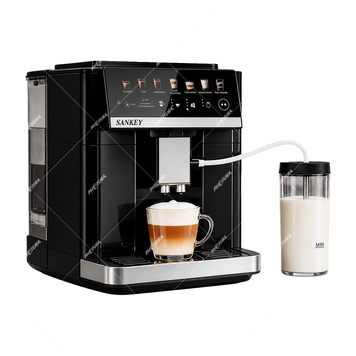 Sankey One Barista Cafetera | 15 Bares | Dual Cream | Panel Digital | 5 Modos | Molino Integrado | Negro