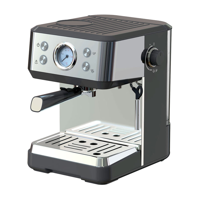 Sankey Cafetera de 2 Tazas | 20 Bares | Espresso | Espumador de Leche | Plateado Negro