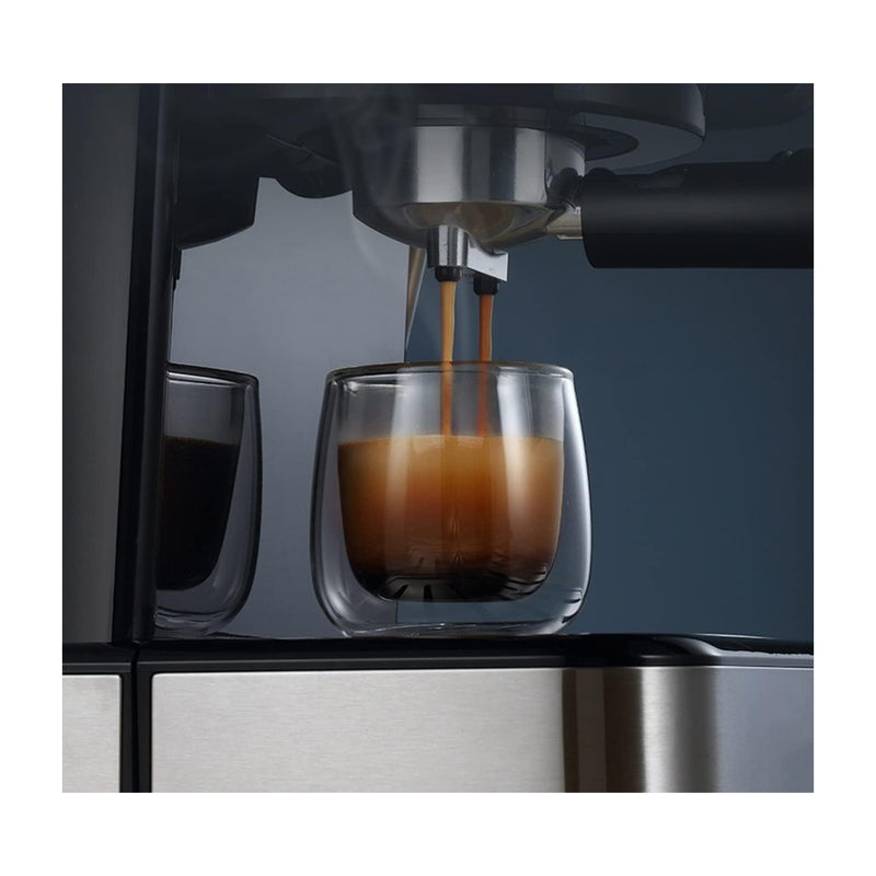 Sankey Cafetera de 2 Tazas | 20 Bares | Espresso | Espumador de Leche | Plateado Negro