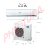 Panasonic Aire Acondicionado Split Inverter 34,133 BTU | SEER 21 | PU | Enfriamiento Rápido | Blue Fin Condenser | 220v | Blanco