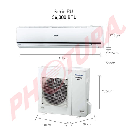 Panasonic Aire Acondicionado Split Inverter 34,133 BTU | SEER 21 | PU | Enfriamiento Rápido | Blue Fin Condenser | 220v | Blanco