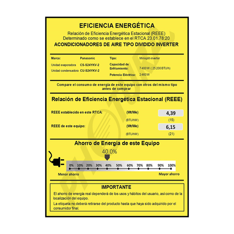Panasonic Aire Acondicionado Split Premium Inverter 25,200 BTU | SEER 21 |  nanoeX Mark 2 | WiFi Comfort Cloud | Filtro Antibacterial | Blue Fin | 220v | Gris