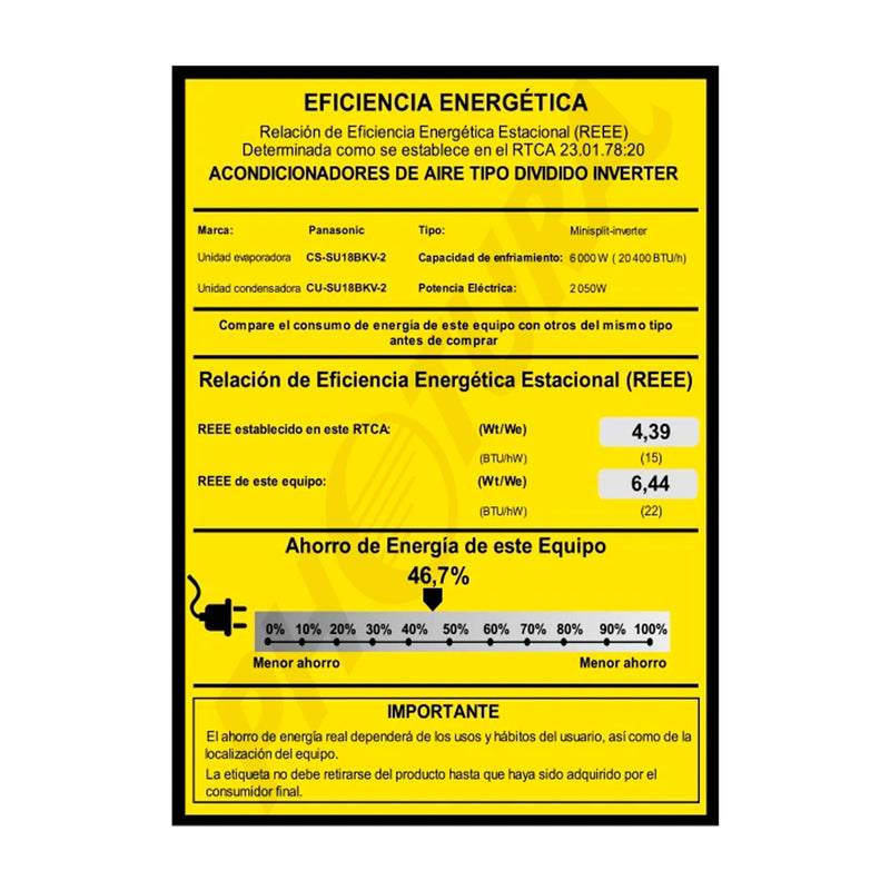 Panasonic Aire Acondicionado Split Premium Inverter 20,400 BTU | SEER 22 | nanoeX Mark 2 | WiFi Comfort Cloud | Blue Fin | 220v | Gris