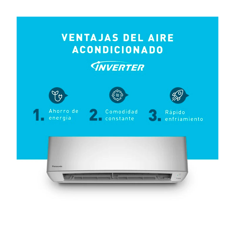 Panasonic Aire Acondicionado Split Premium Inverter 20,400 BTU | SEER 22 | nanoeX Mark 2 | WiFi Comfort Cloud | Blue Fin | 220v | Gris