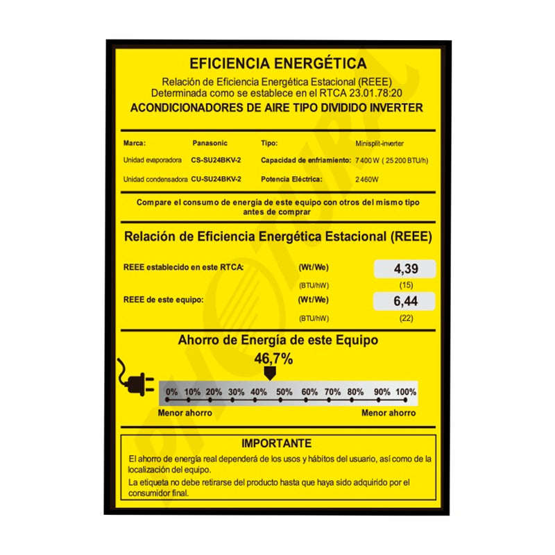 Panasonic Aire Acondicionado Split Premium Inverter 25,200 BTU | SEER 22 |  nanoeX Mark 2 | WiFi Comfort Cloud | Blue Fin | 220v | Gris