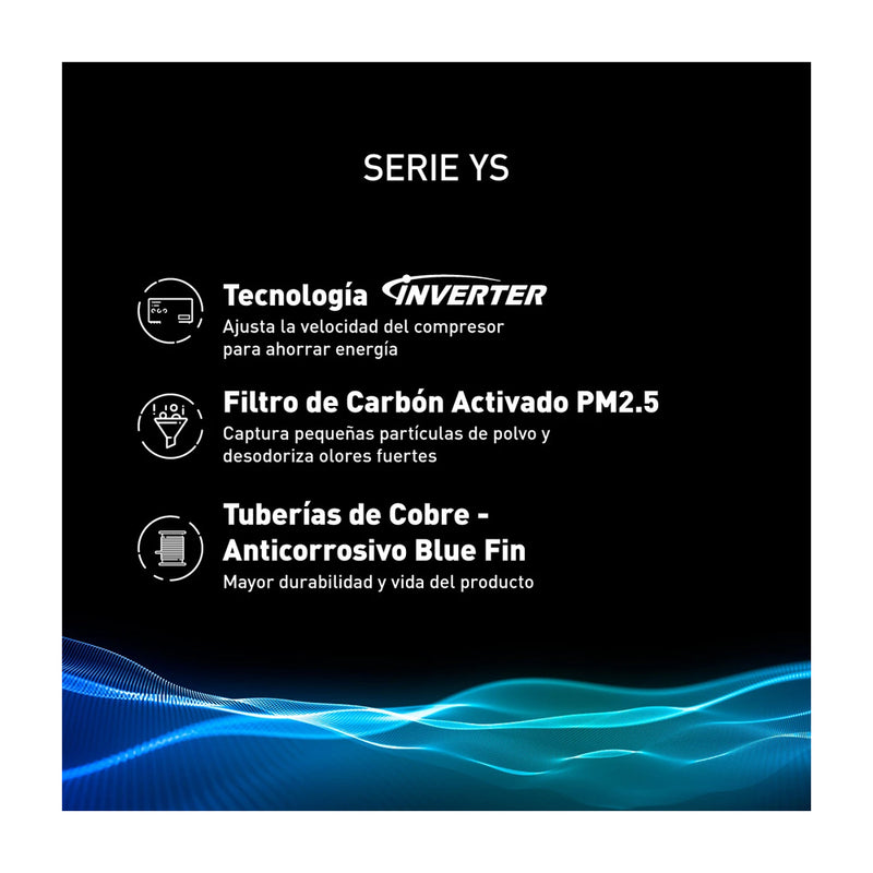 Panasonic Aire Acondicionado Split Inverter 12,000 BTU | YS | Enfriamiento Rápido | Blue Fin Condenser | 220v | Blanco