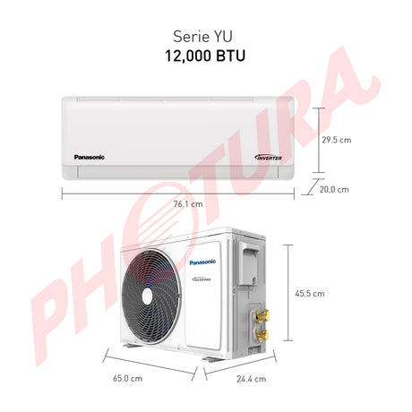 Panasonic Aire Acondicionado Split Inverter  12,044 BTU | SEER 20 | YU | Enfriamiento Rápido | Blue Fin Condenser | IFeel | 220v | Blanco