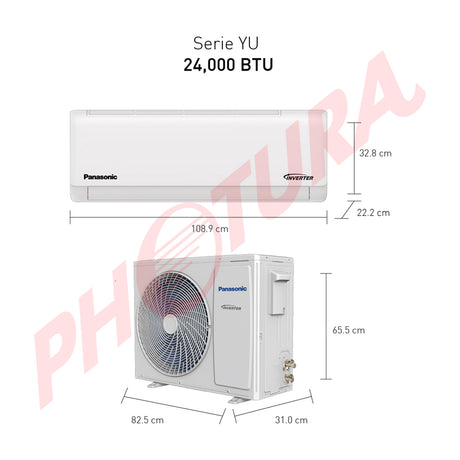 Panasonic Aire Acondicionado Split Inverter 24,055 BTU | SEER 21 | YU | Enfriamiento Rápido | Blue Fin Condenser | IFeel | 220v | Blanco