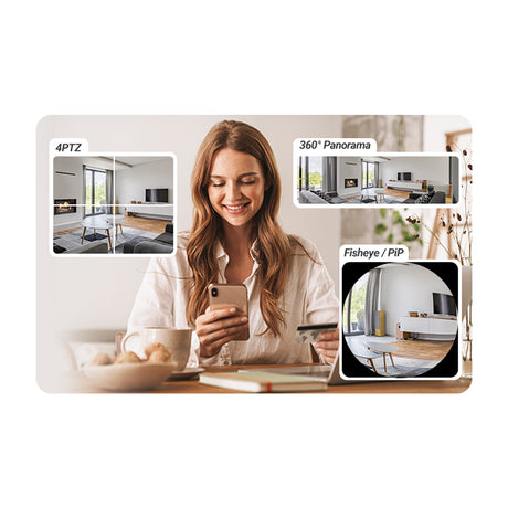 EZVIZ E4p Cámara de Seguridad WiFi para Casa | 3K+ | Lente Ojo de Pez | Visión Panorámica 360º | Visión Nocturna | Detección de Movimiento