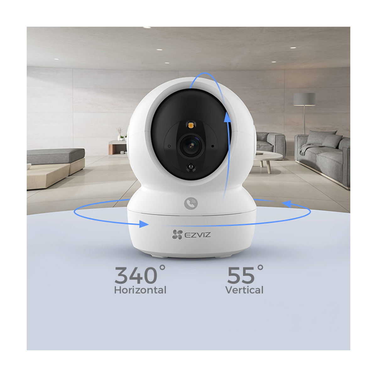 EZVIZ H6c Pro 2K Cámara de Seguridad WiFi para Casa | 2K | Visión Panorámica 360º | Visión Nocturna a Color | Detección de Movimiento | Modo Patrulla