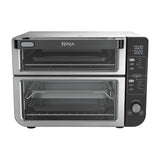 Ninja Horno Eléctrico Doble 12-en-1 | Digital | Freidora de Aire | Convección | Tecnología FlavorSeal | FlexDoor | 1800W | Negro Plateado