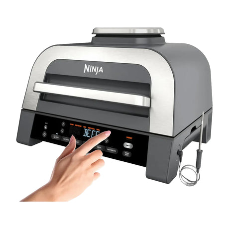 Ninja Foodi Smart XL Parrilla Eléctrica 6-en-1 para Interiores | Cyclonic Grilling | Freidora de Aire | Smoke Control | 1760W | Gris