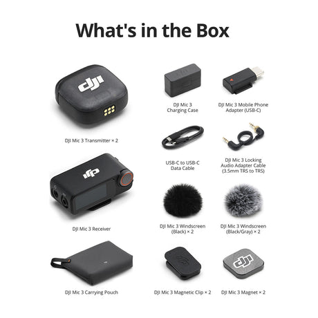 DJI Mic 3 Sistema de Micrófono Inalámbrico Doble Canal | 2 Transmisores | Para Cámaras Profesionales, Smartphones, Tablets y Computadoras | Negro
