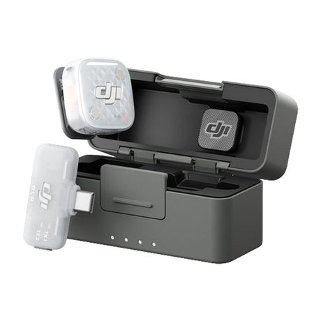 DJI Mic Mini 2S Sistema de Micrófono Inalámbrico Doble Canal | 1 Transmisor | 1 Receptor Móvil | Para Cámaras Profesionales, Smartphones, Tablets y Computadoras | Cubierta Magnética Intercambiable