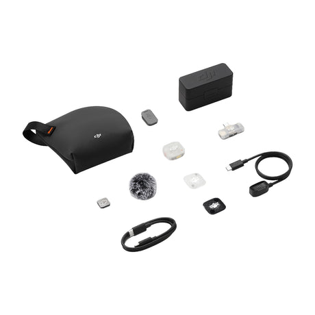 DJI Mic Mini 2S Sistema de Micrófono Inalámbrico Doble Canal | 1 Transmisor | 1 Receptor Móvil | Para Cámaras Profesionales, Smartphones, Tablets y Computadoras | Cubierta Magnética Intercambiable
