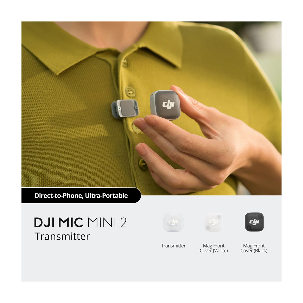 DJI Mic Mini 2 Micrófono Inalámbrico | 1 Transmisor | Para Cámaras Profesionales, Smartphones, Tablets y Computadoras | Cubierta Magnética Intercambiable