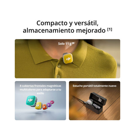 DJI Mic Mini 2 Sistema de Micrófono Inalámbrico Doble Canal | 2 Transmisores | Para Cámaras Profesionales, Smartphones, Tablets y Computadoras | Cubierta Magnética Intercambiable