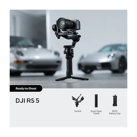 DJI RS 5 Gimbal para Cámaras | Estabilizador de 3-Ejes | Motor Focus Pro | OLED Touchscreen | 14H | Negro