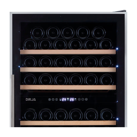 DRIJA Dolce 110 Vinera Empotrable de Compresor de 110 Botellas | Rejillas de Madera Deslizables