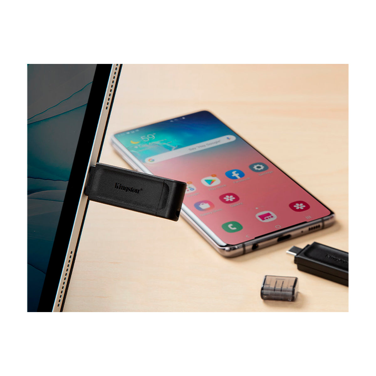 Kingston Memoria USB C de 256GB | USB 3.2 | Negro