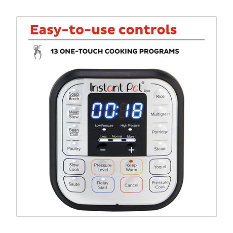 Instant Pot Duo 60 Olla Multifuncional 7-en-1 de 5.7L | 13 Programas | Sistema Inteligente | Interior Antiadherente Extraible