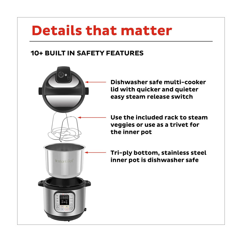 Instant Pot Duo 60 Olla Multifuncional 7-en-1 de 5.7L | 13 Programas | Sistema Inteligente | Interior Antiadherente Extraible