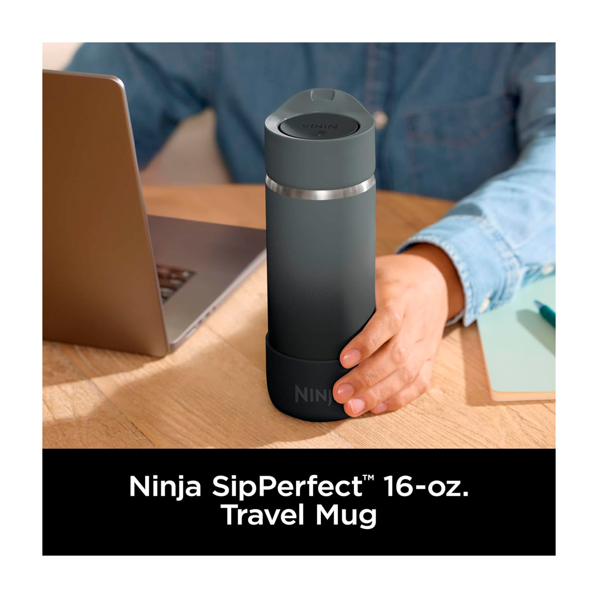 Ninja Sip Perfect Taza De Viaje | Tecnología HeatStore | 16 Oz | Negro