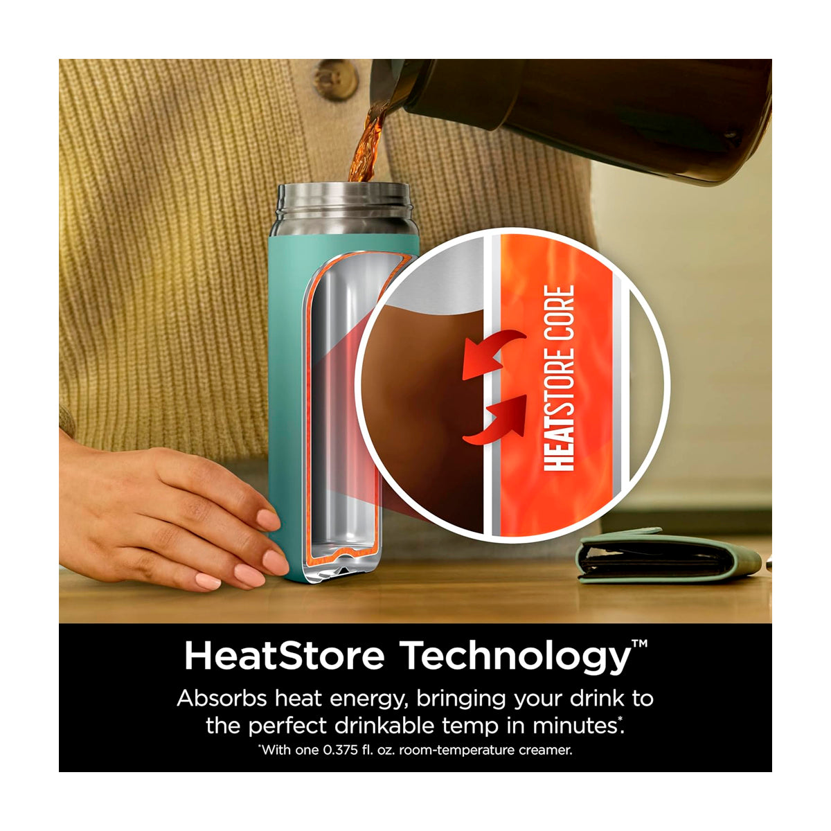 Ninja Sip Perfect Taza De Viaje | Tecnología HeatStore | 16 Oz | Verde