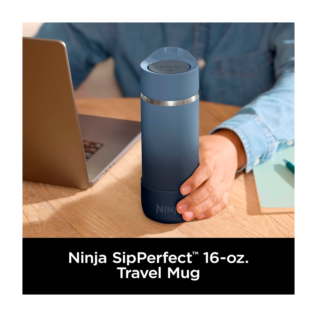 Ninja Sip Perfect Taza De Viaje | Tecnología HeatStore | 16 Oz | Azul