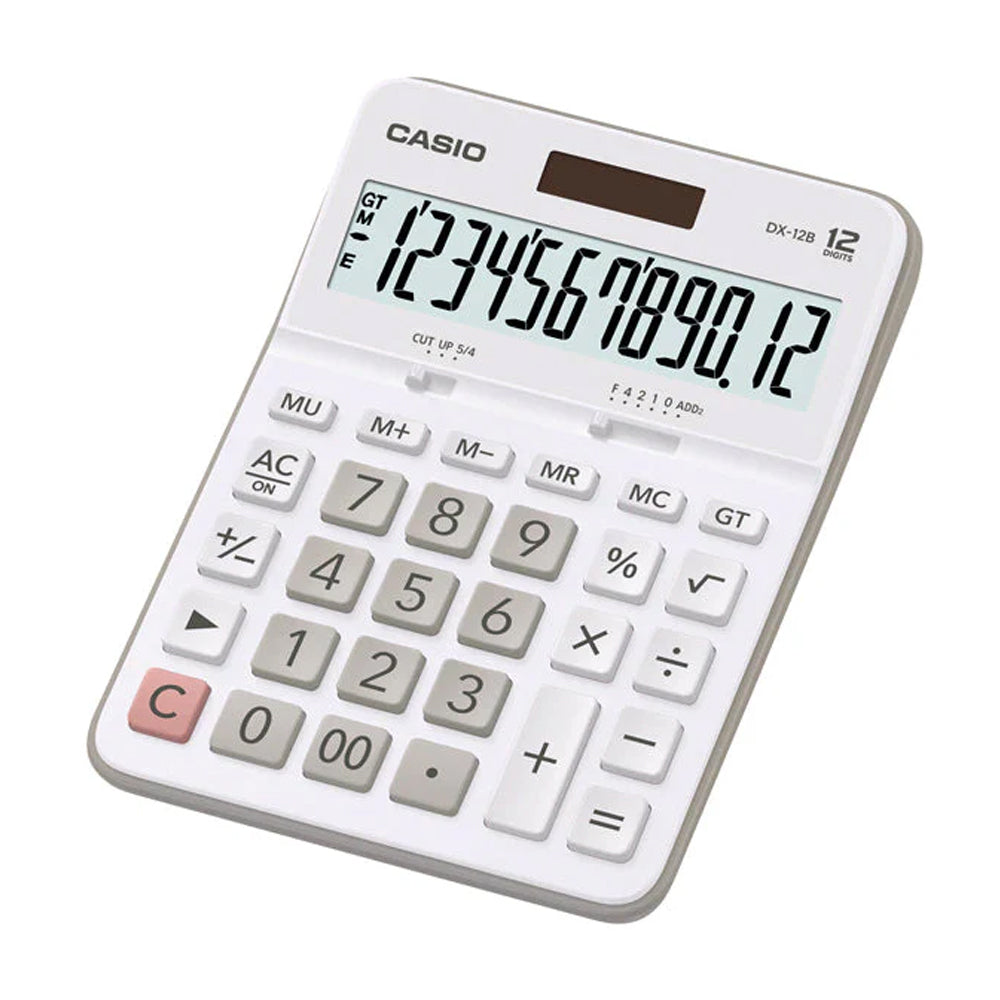 Casio Calculadora de 12 Digitos | Portátil | Batería Solar | Blanco