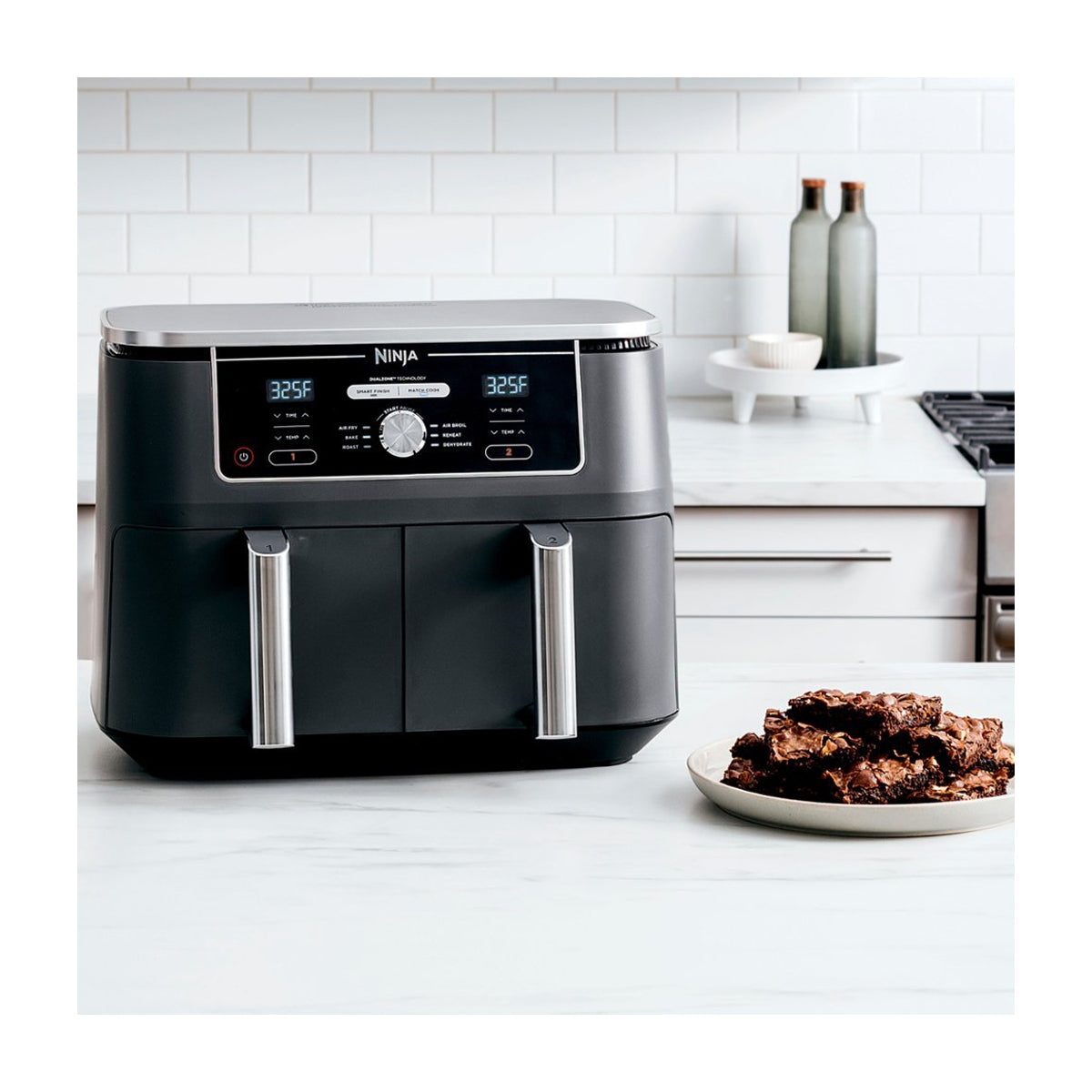 Ninja Foodi Freidora de Aire Digital 6-en-1 | 10QT | 2 Canastas | Tecnología DualZone | IQ Boost | Antiadherente | Negro