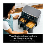 Ninja Foodi Freidora de Aire Digital 6-en-1 | 10QT | 2 Canastas | Tecnología DualZone | IQ Boost | Antiadherente | Negro