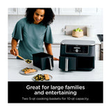 Ninja Foodi Freidora de Aire Digital 6-en-1 | 10QT | 2 Canastas | Tecnología DualZone | IQ Boost | Antiadherente | Negro