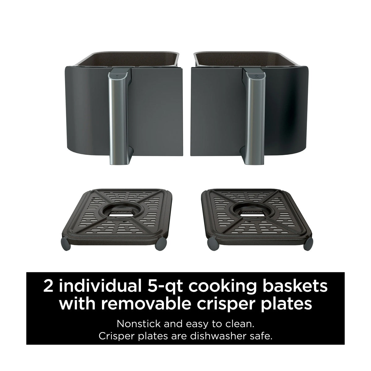 Ninja Foodi Freidora de Aire Digital 6-en-1 | 10QT | 2 Canastas | Tecnología DualZone | IQ Boost | Antiadherente | Negro