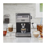 Black & Decker Cafetera de 25 Tazas | Espresso y Capuccino | 20 Bares | Tubo de Vapor | Negro Plateado
